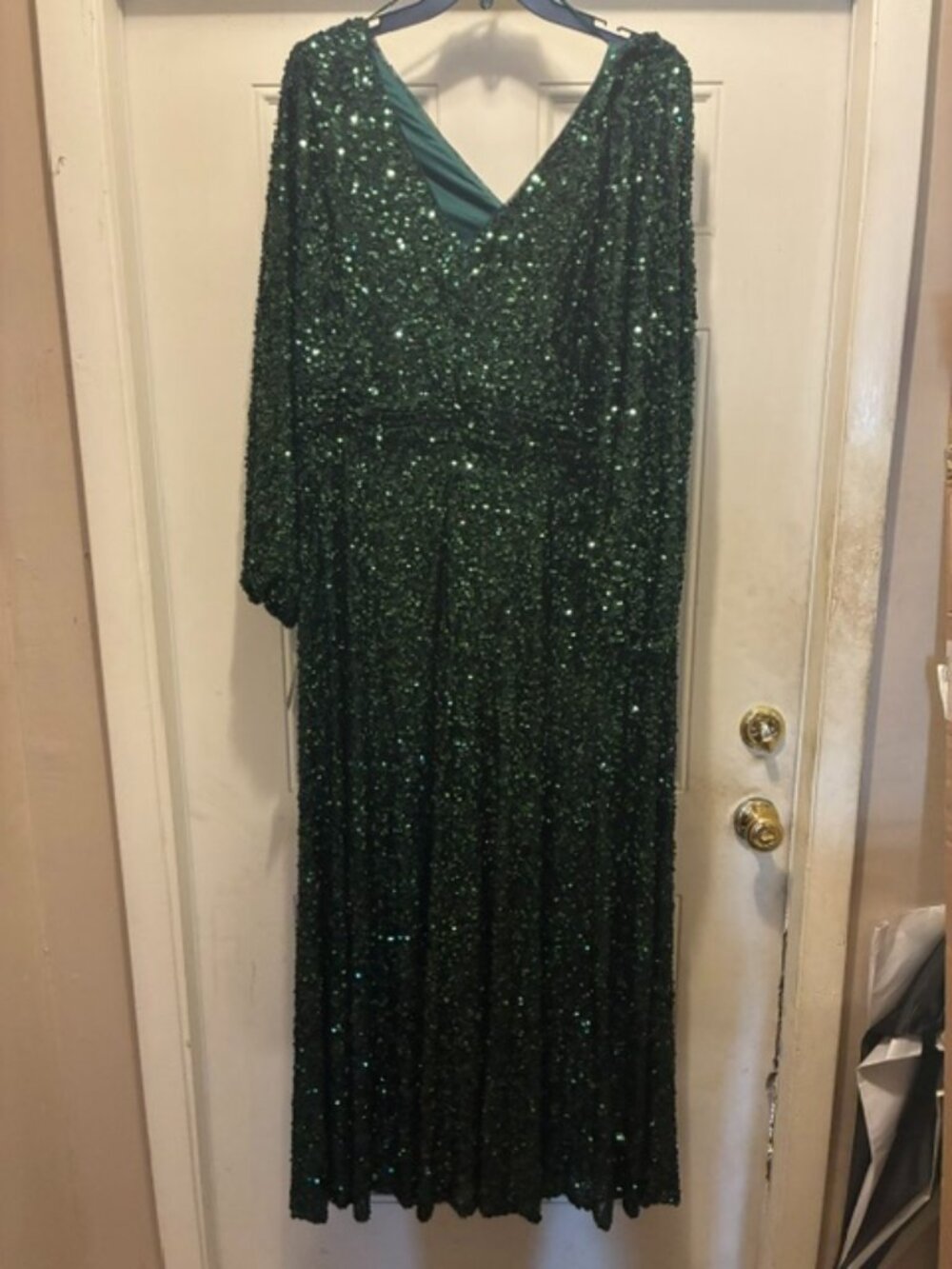 Green Sequined Size 20 Alex Evening Gown